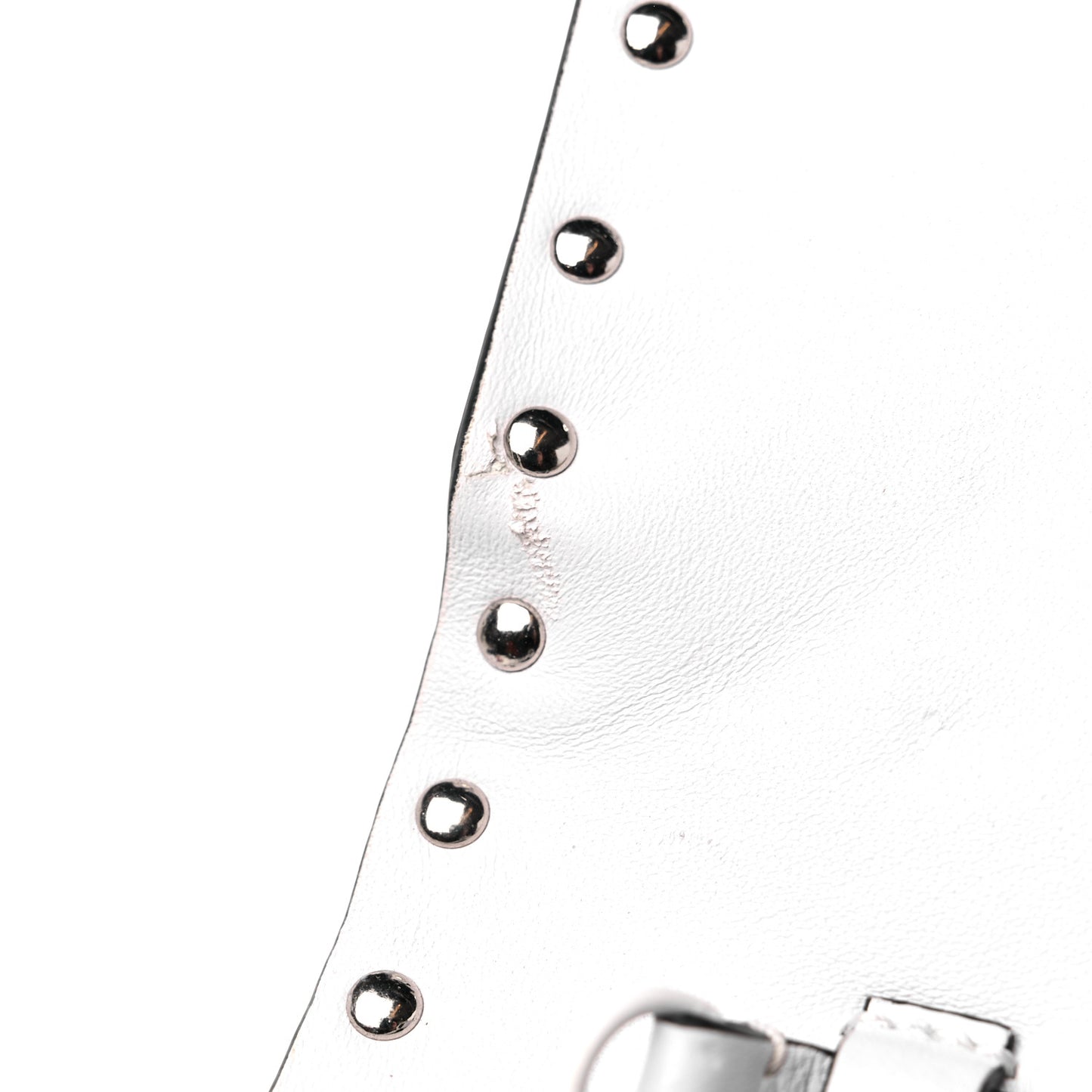 Lambskin Free Rockstud Spike Wallet on Chain Optic White