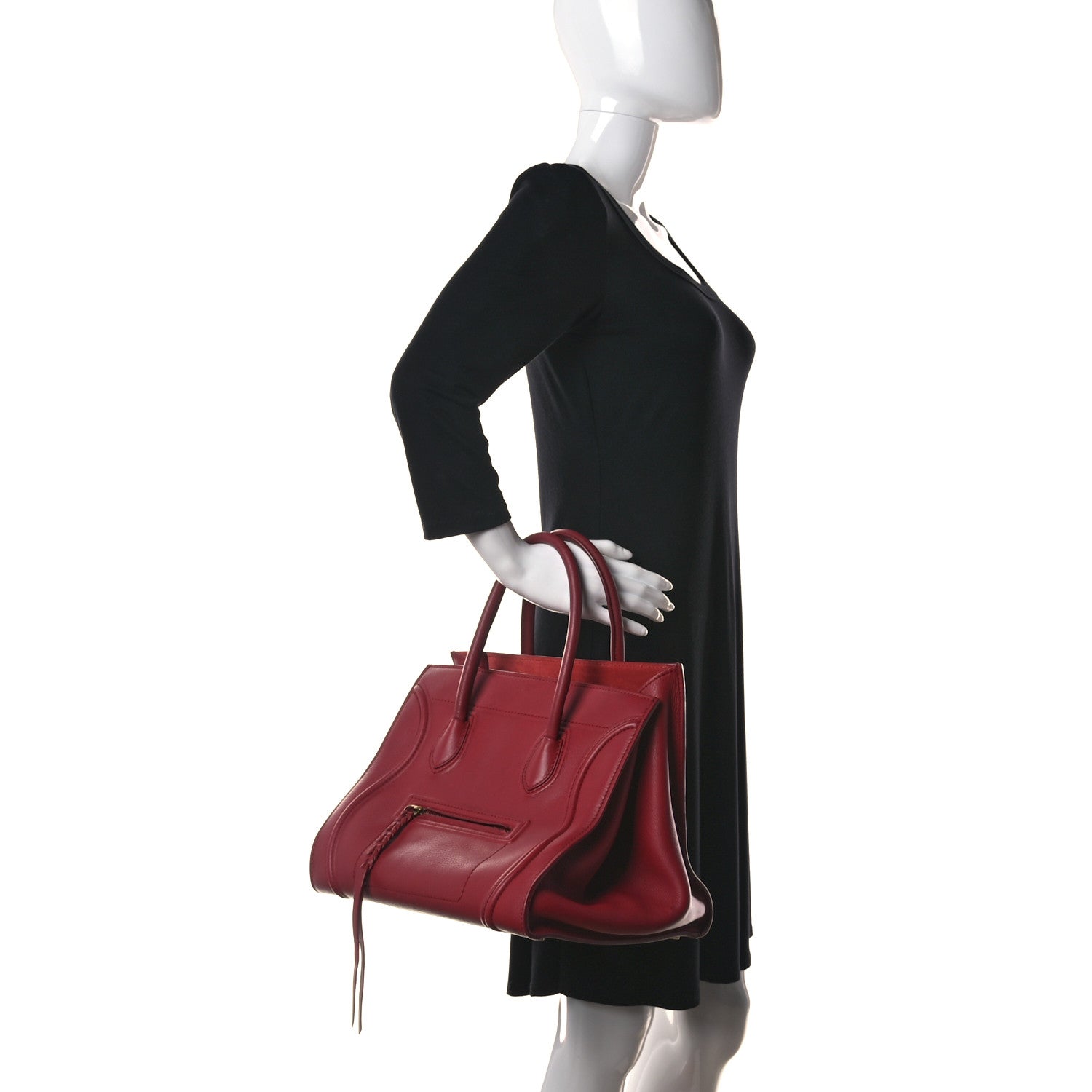 Celine Baby Grained Calfskin Medium Phantom Luggage Red 2 of 11