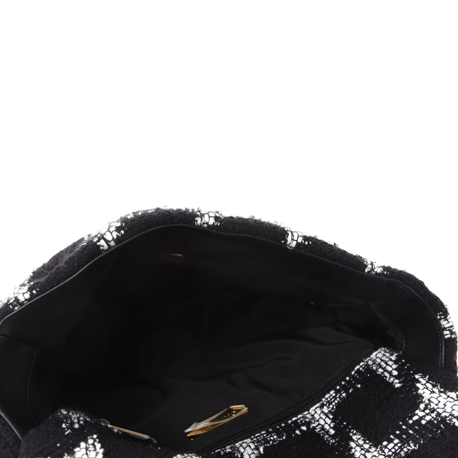Chanel Tweed Quilted Large Chanel 19 Flap Black White 5 of 10