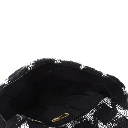 Chanel Tweed Quilted Large Chanel 19 Flap Black White 5 of 10