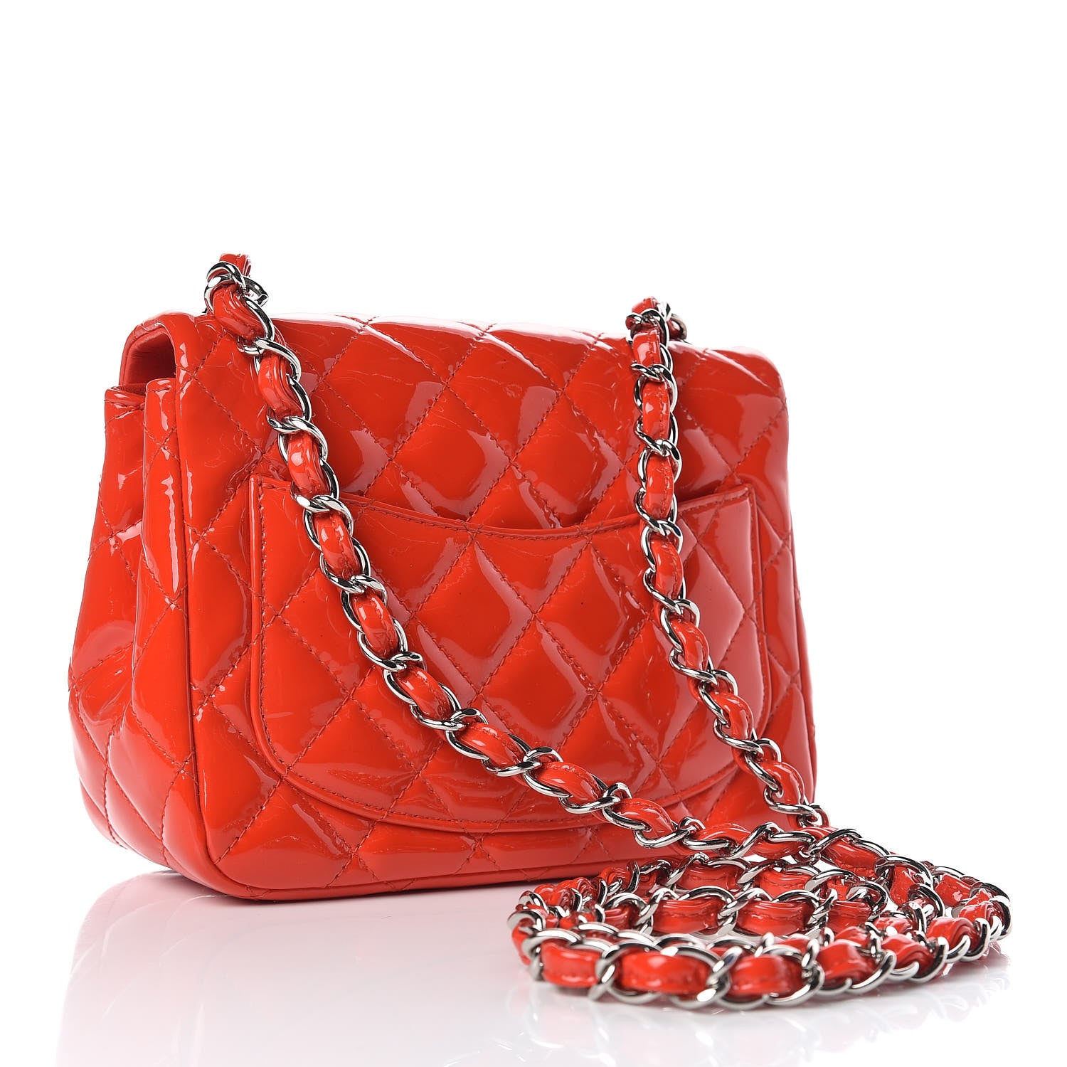 Chanel Patent Quilted Mini Square Flap Red 3 of 10