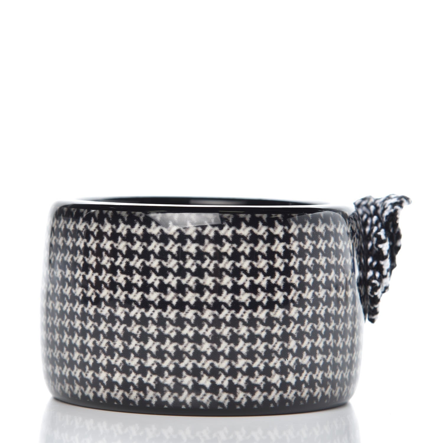Christian Dior Resin Tweed Crystal Houndstooth Print Wide Bracelet Black 3 of 4