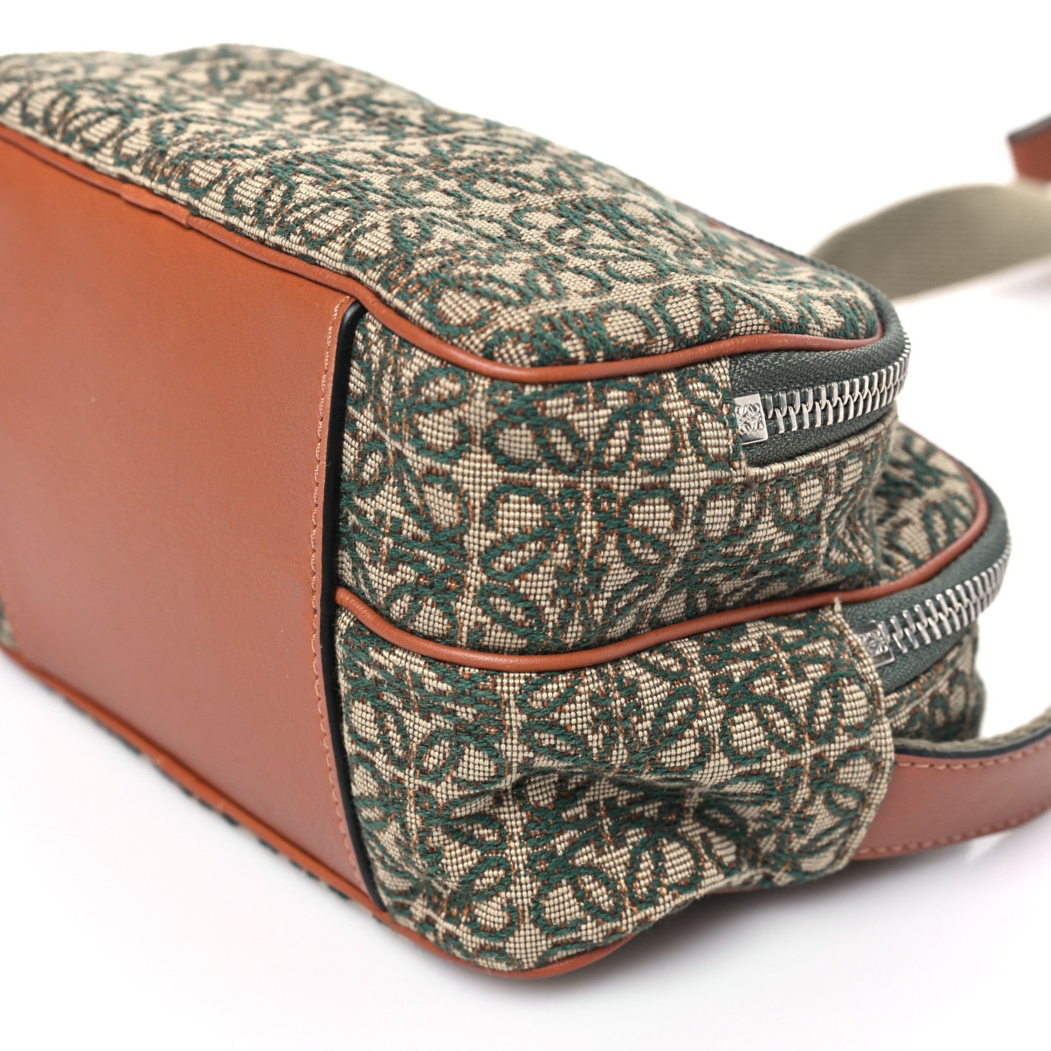 Loewe Jacquard Anagram Calfskin Mini Camera Bag Khaki Green Tan 10 of 10