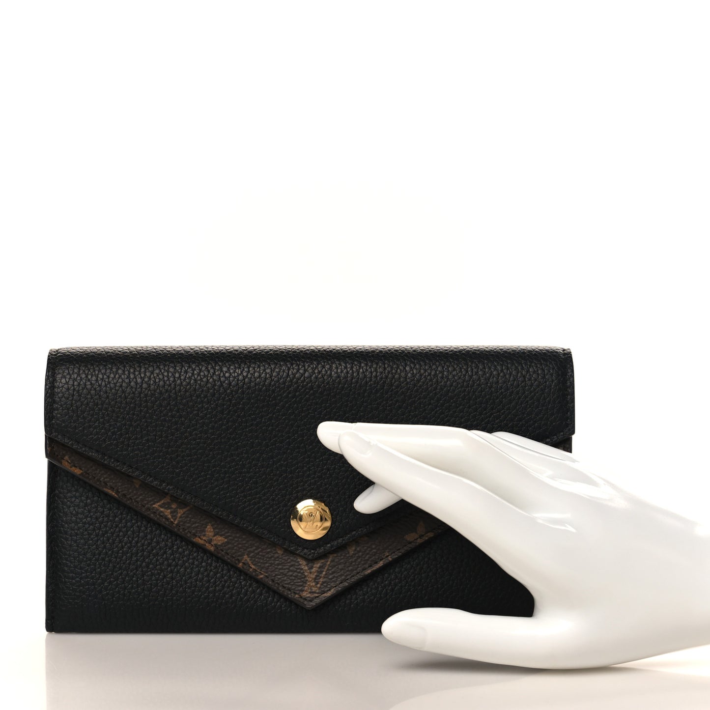 Calfskin Double V Wallet Black