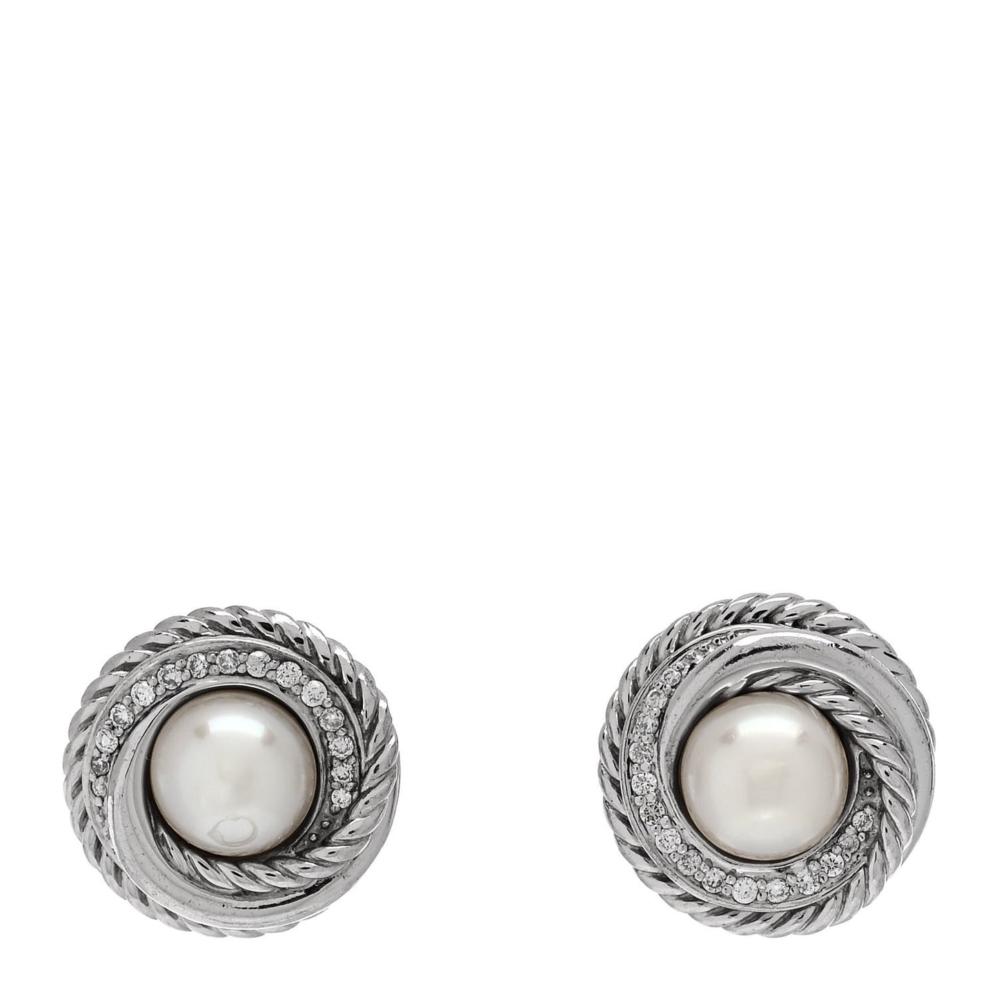 Sterling Silver Diamond Freshwater Cultured Pearl Crossover Earrings