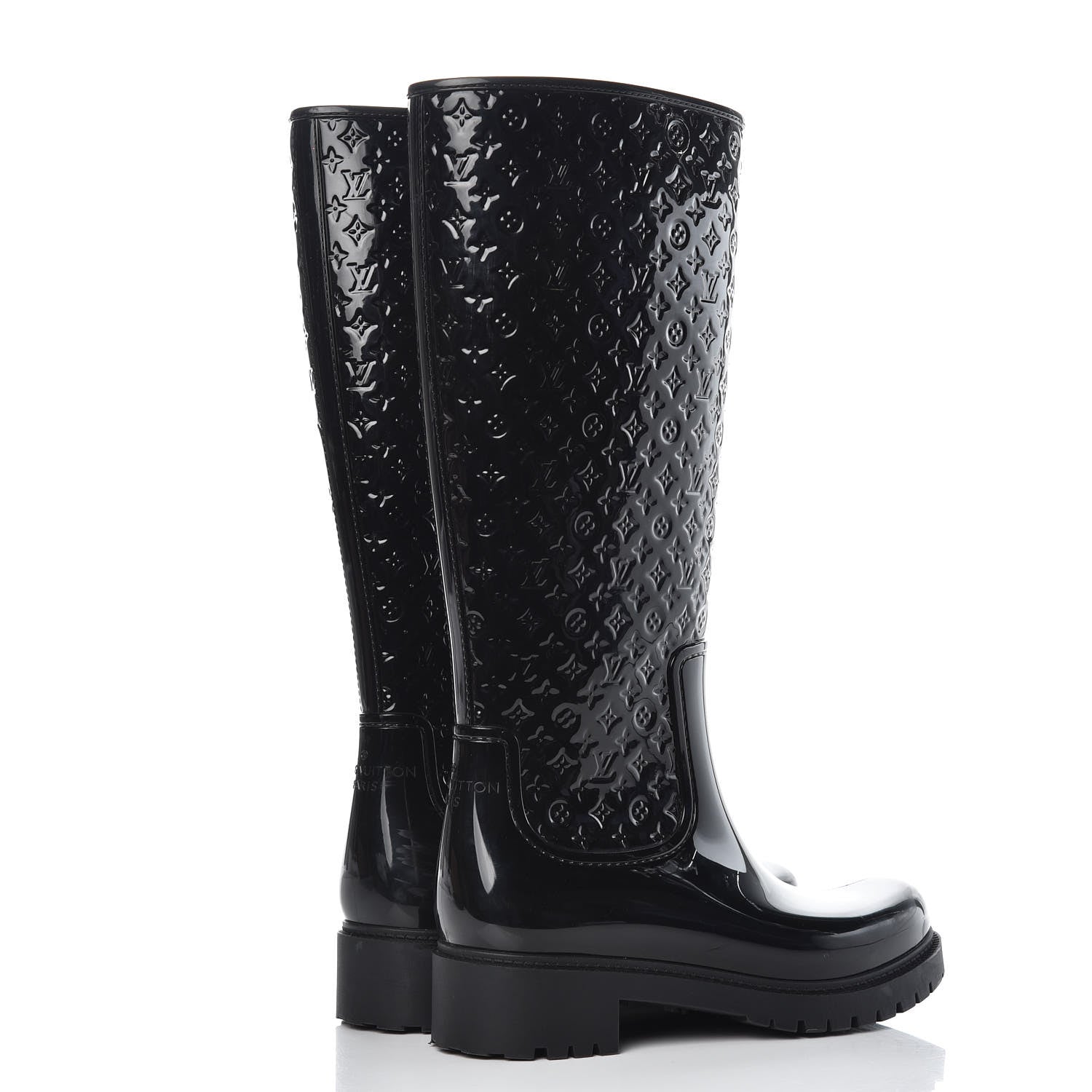 Louis Vuitton Rubber Embossed Monogram Splash Rain Boots 37 Black 4 of 9