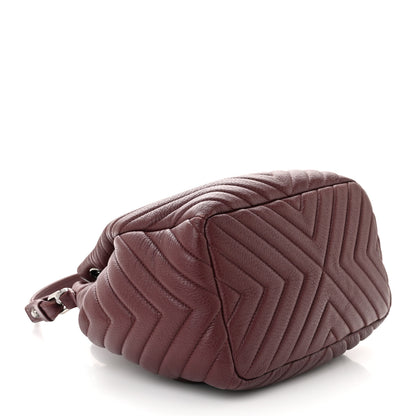 Chanel Deerskin Chevron Small CC Chain Bucket Bag Burgundy 4 of 11