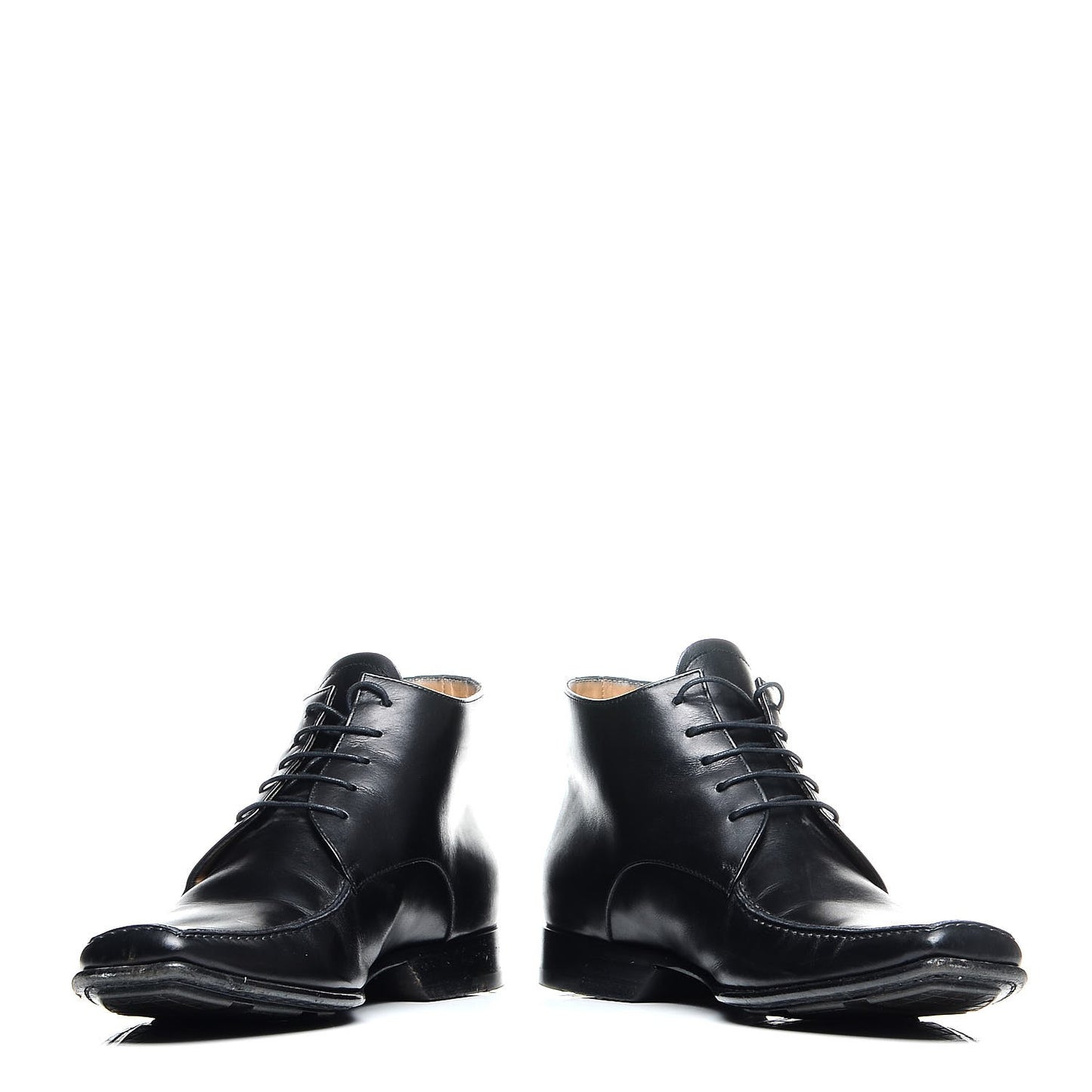 Calfskin Lace Up Ankle Boots 7 Black