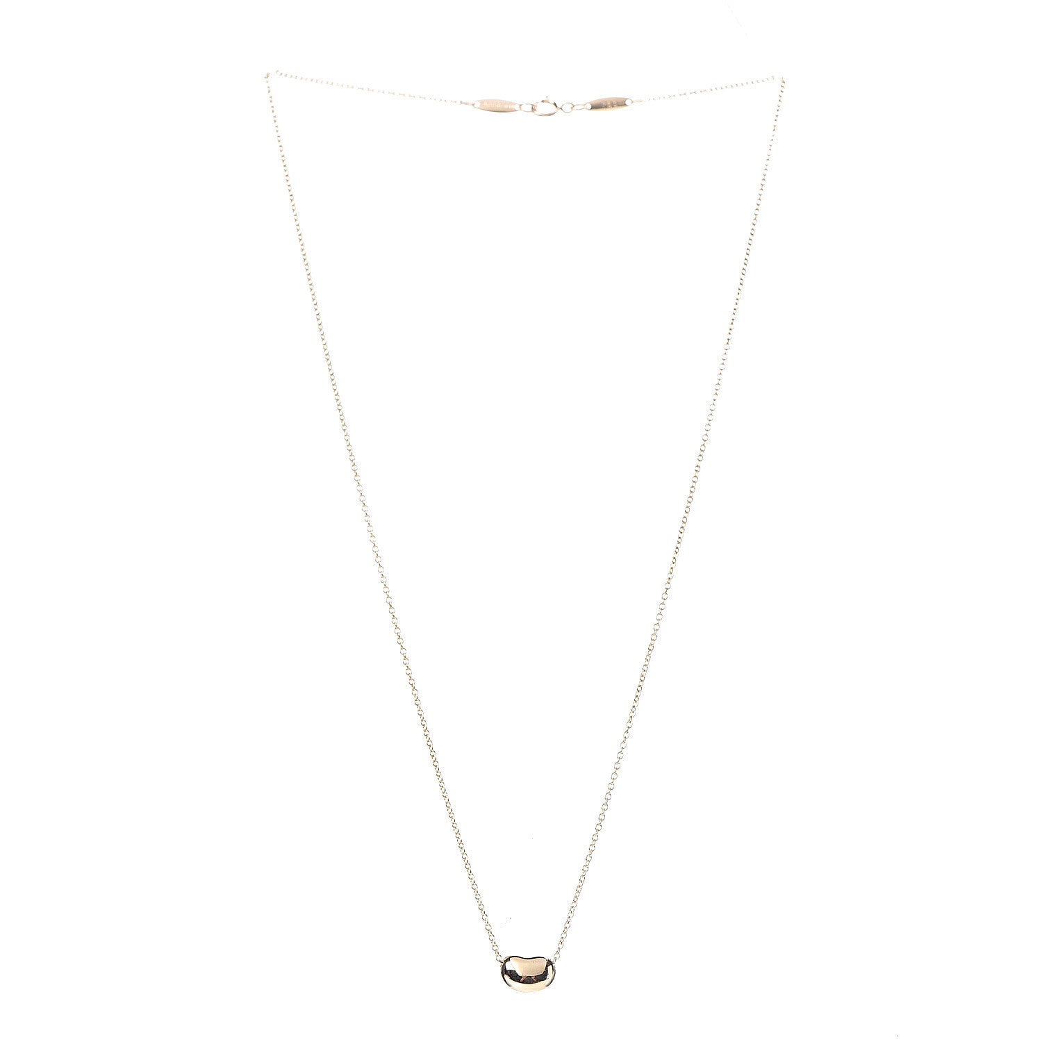 Tiffany 18K Yellow Gold 7mm Elsa Peretti Bean Pendant Necklace 3 of 8