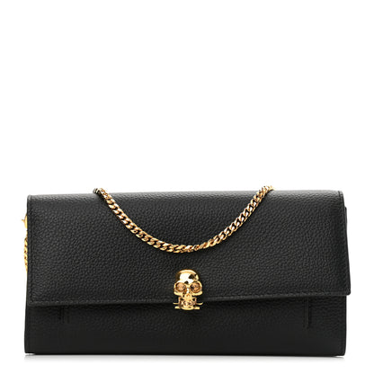 Alexander McQueen Pebbled Calfskin Skull Wallet on Chain Black 1 of 9