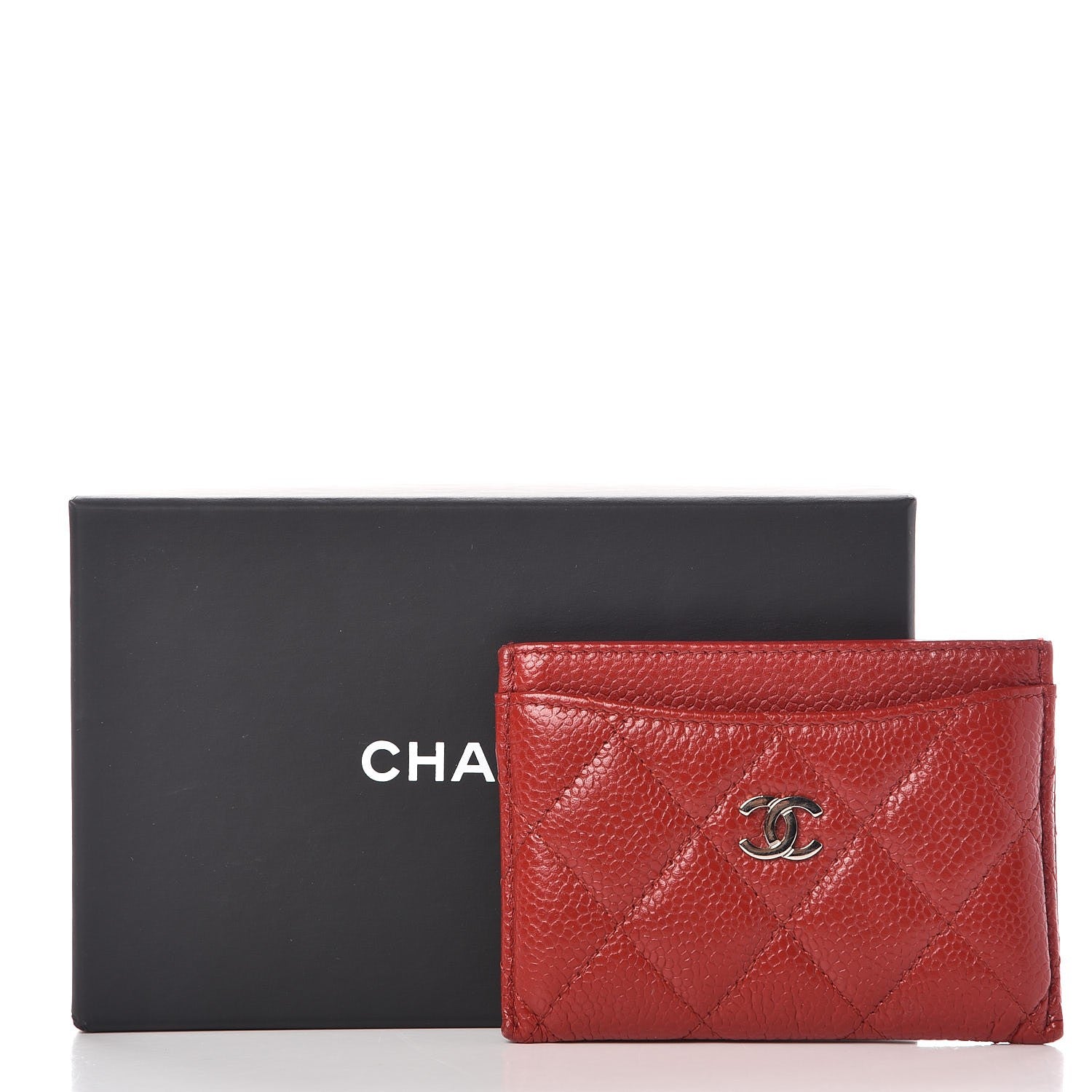 Chanel Caviar Quilted Card Holder Red 9 of 9