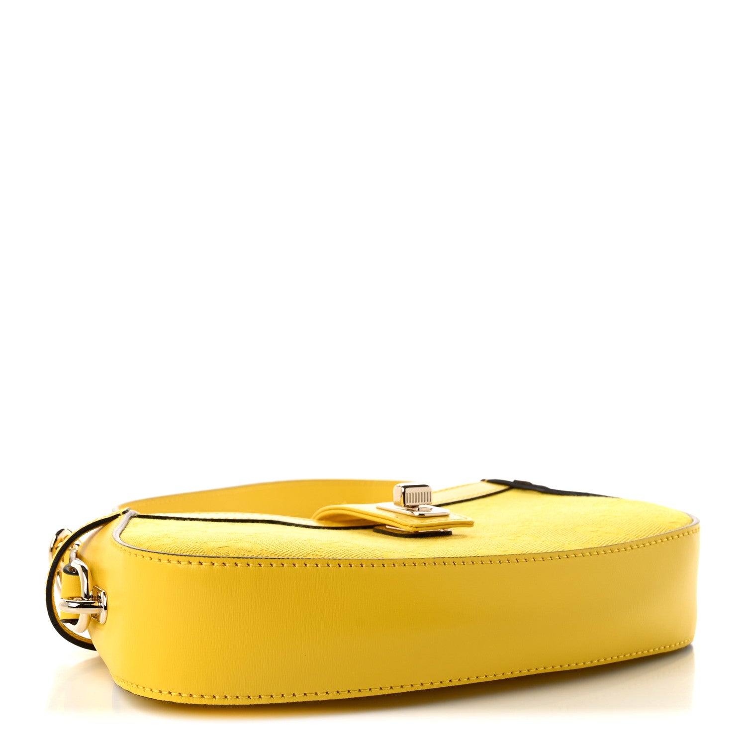 Gucci Calfskin Monogram Mini Moon Side Shoulder Bag Yellow 4 of 10