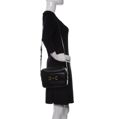 Gucci Textured Calfskin Small Horsebit 1955 Shoulder Bag Black 2 of 11