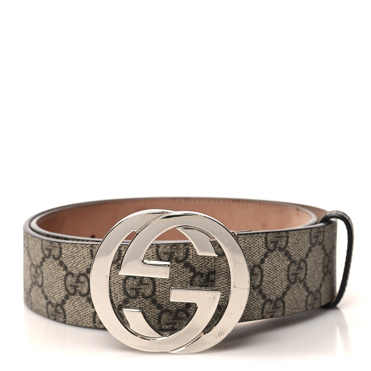 GG Supreme Monogram Selleria Calfskin Interlocking G 40mm Belt 85/34 Beige Ebony Cocoa