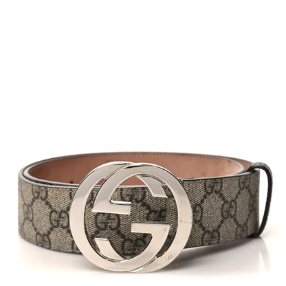 Gucci GG Supreme Monogram Selleria Calfskin Interlocking G 40mm Belt 85/34 Beige Ebony Cocoa 1 of 6