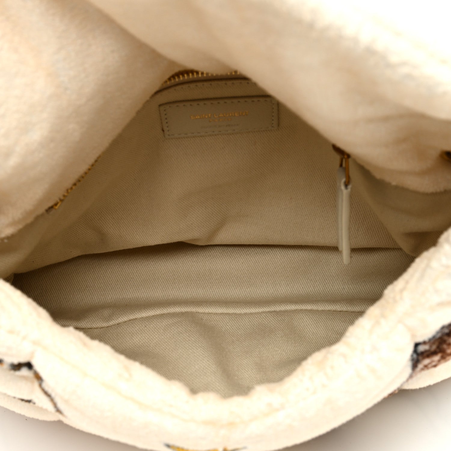 Saint Laurent Terrycloth Summer Print Quilted Small Loulou Puffer Monogram Chain Satchel Multicolor White 6 of 9