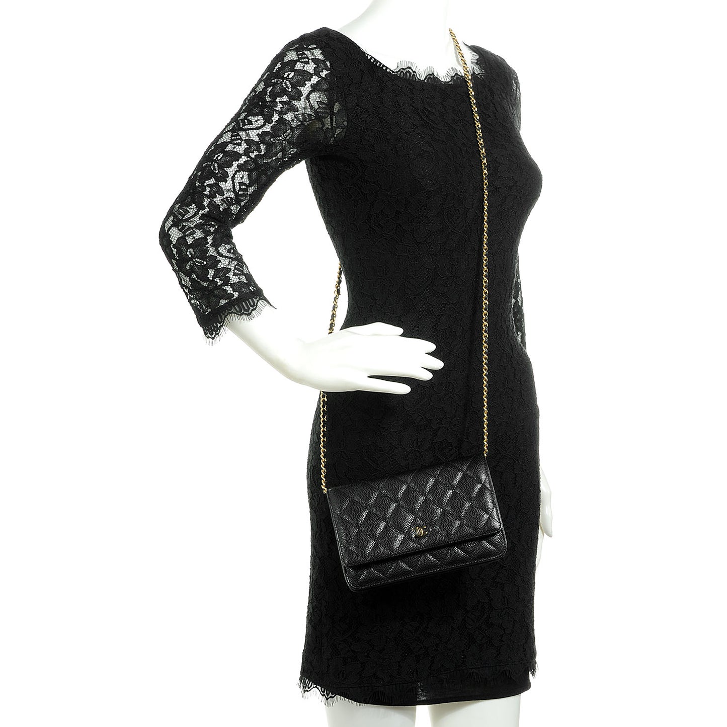 Caviar Quilted Wallet On Chain WOC Black