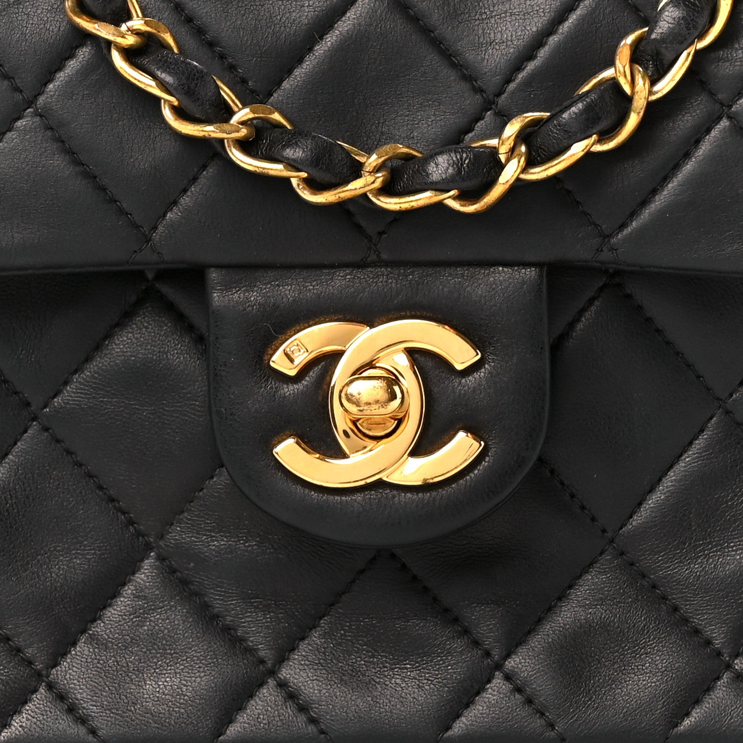 Chanel Lambskin Quilted Mini Square Flap Bag Black 9 of 16