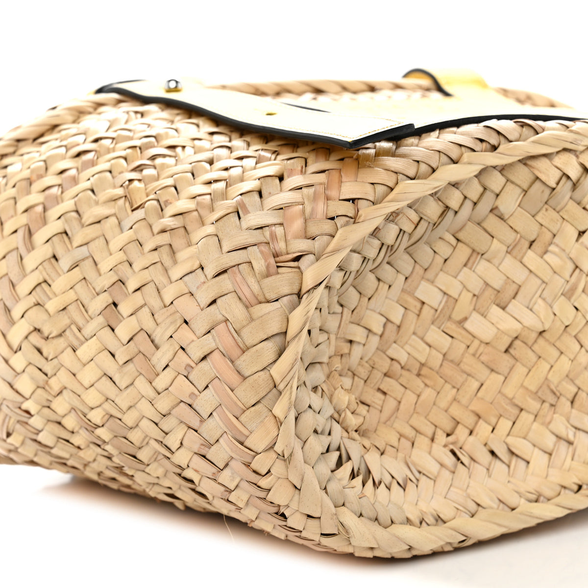 Raffia Small Basket Tote Bag Natural Yellow