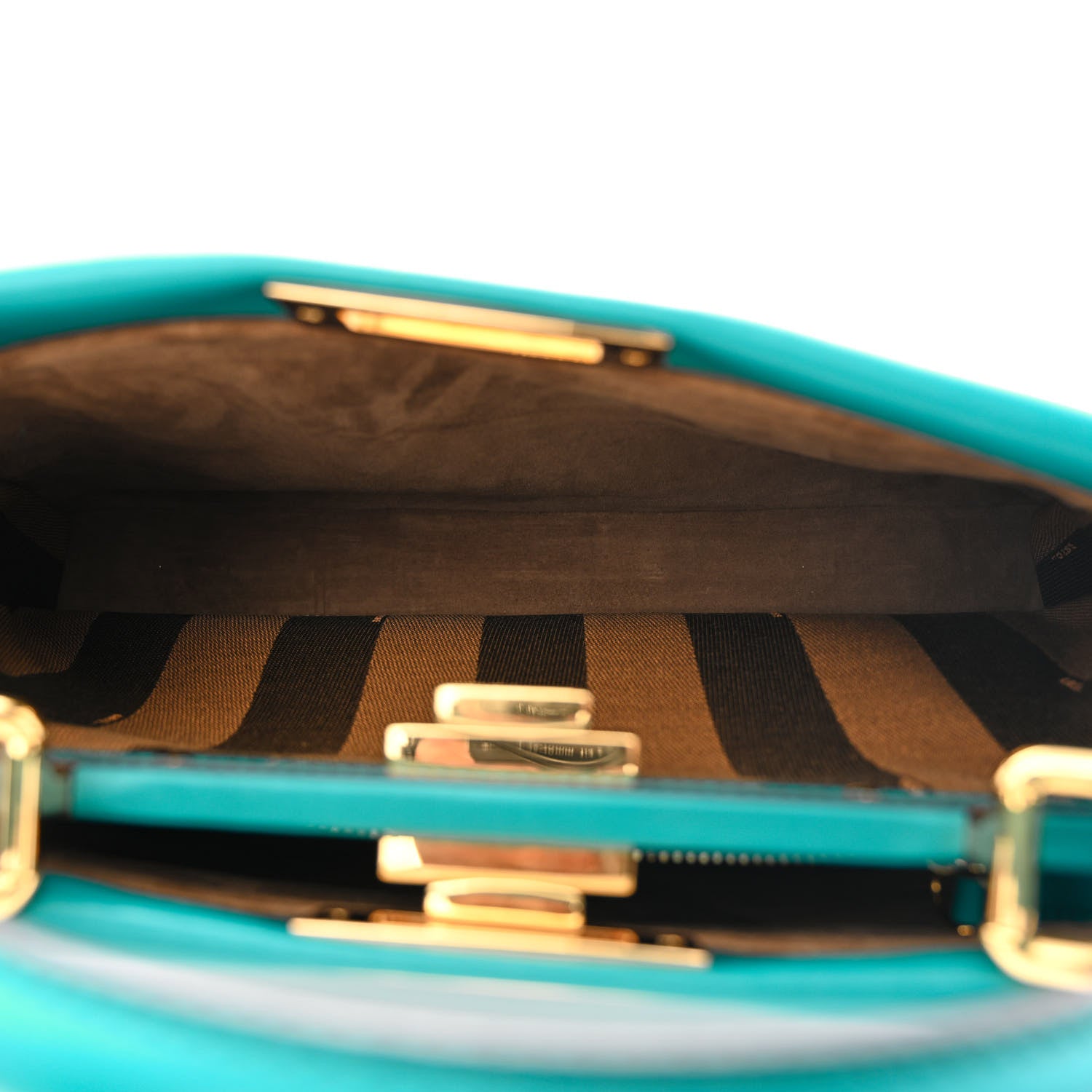 Fendi Vitello Morgan Fabric Jacquard Pequin Medium Peekaboo Iconic Satchel Lago Tobacco Black 5 of 11