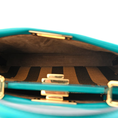 Fendi Vitello Morgan Fabric Jacquard Pequin Medium Peekaboo Iconic Satchel Lago Tobacco Black 5 of 11