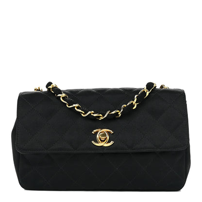 Chanel Satin Quilted Flap Black 1 of 13