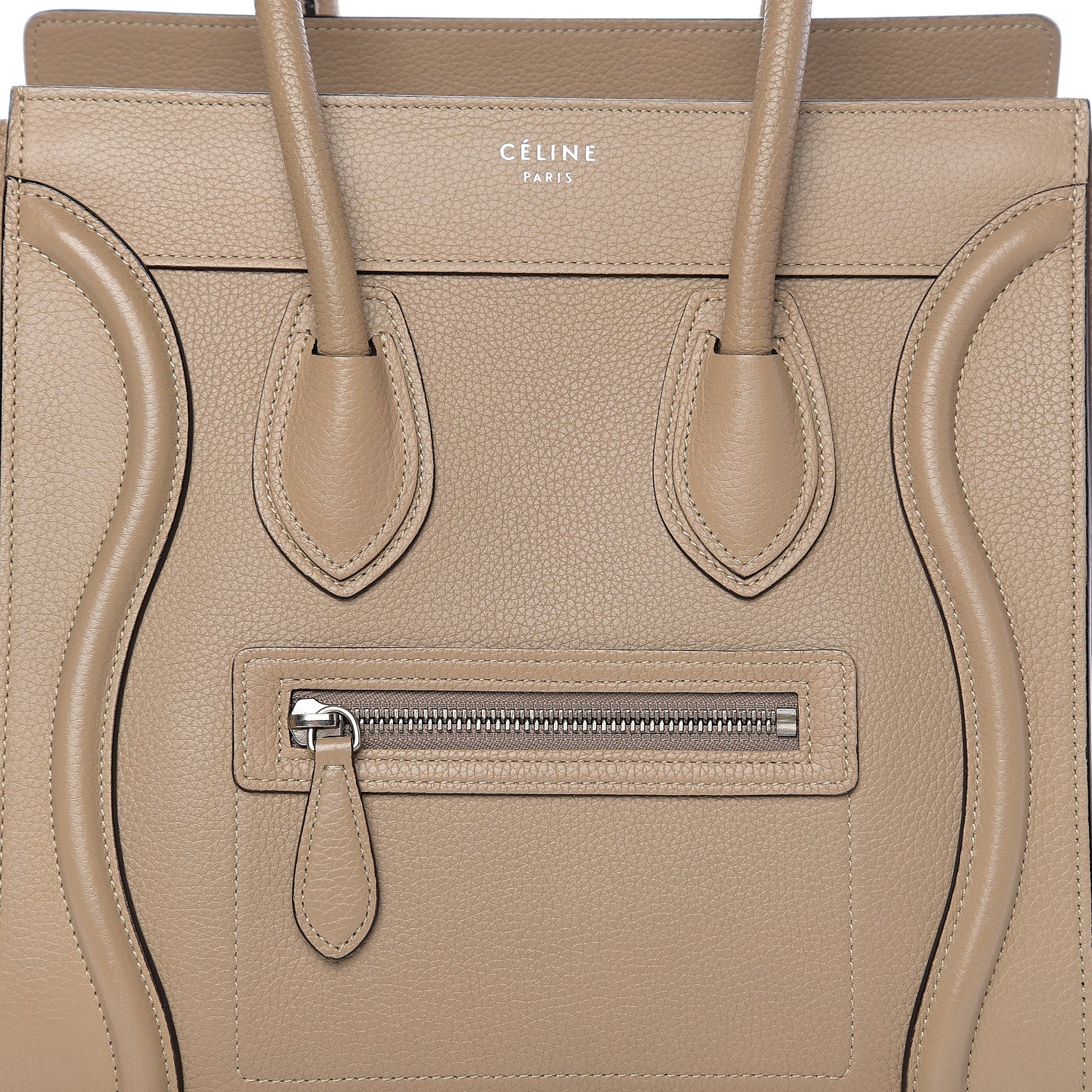 Celine Drummed Calfskin Micro Luggage Dune 6 of 8
