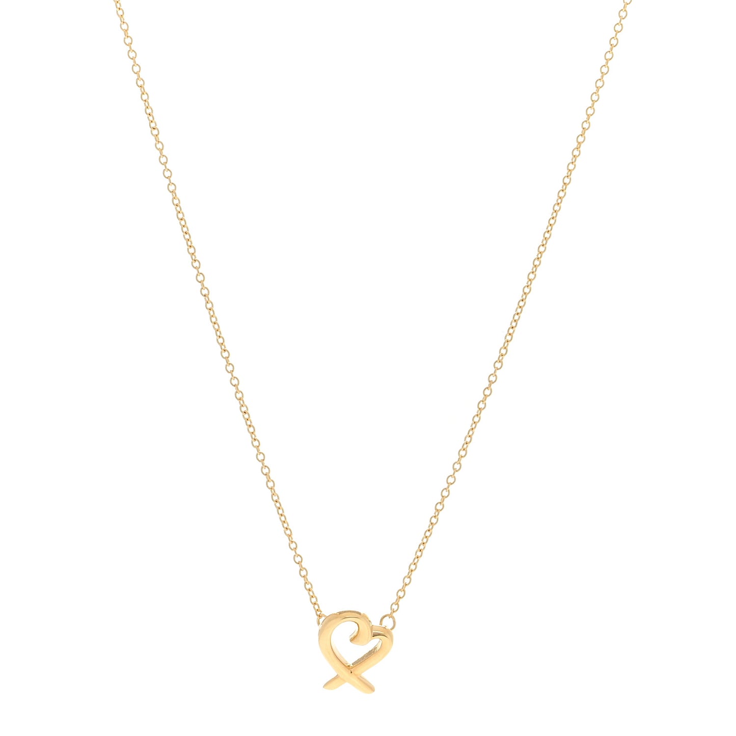 18K Yellow Gold Mini Paloma Picasso Loving Heart Pendant Necklace