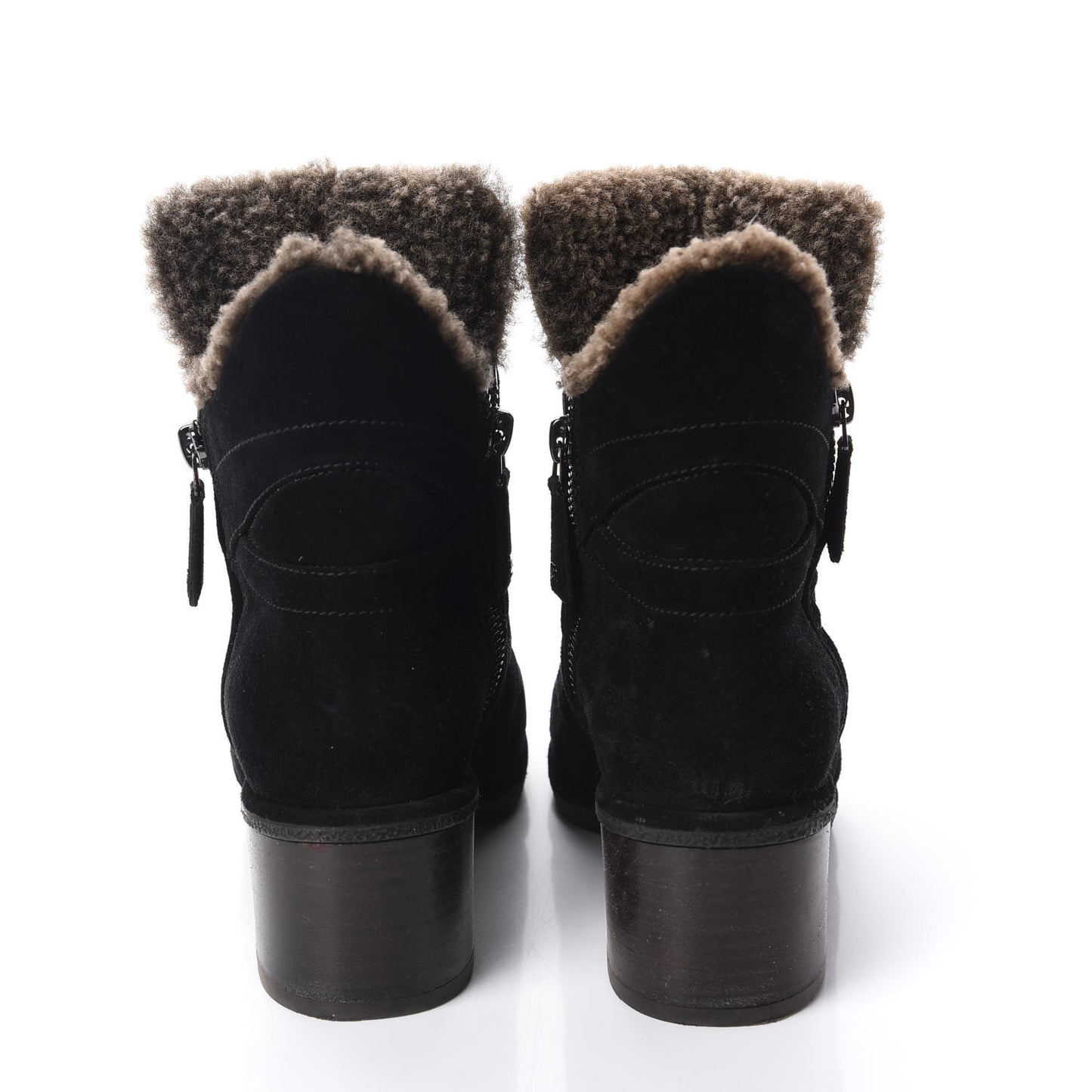 Suede Quilted Shearling Short Boots 36.5 Black