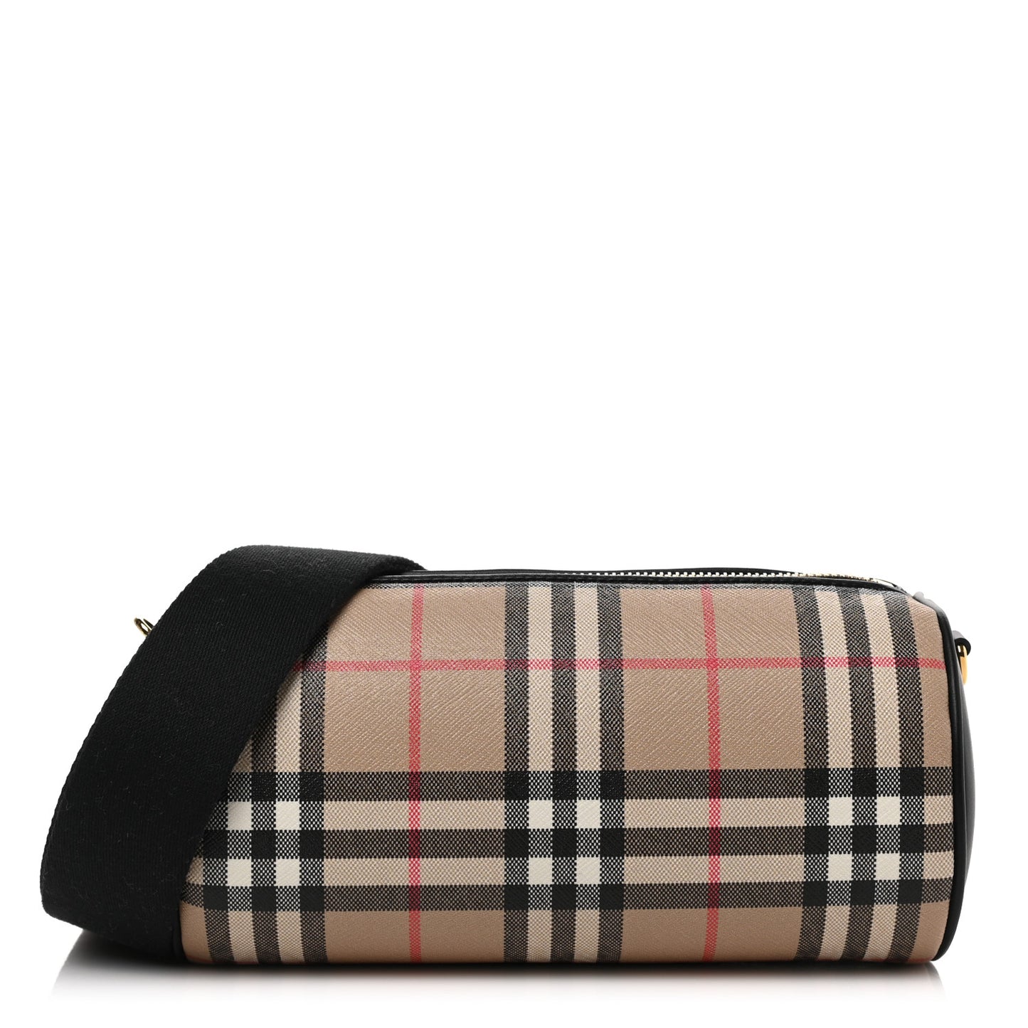 Vintage Check Calfskin Barrel Bag Beige Black