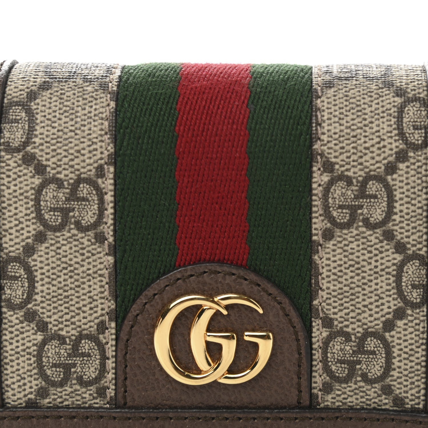 Gucci GG Supreme Monogram Web Ophidia Chain Card Case Wallet Beige New Acero 9 of 11