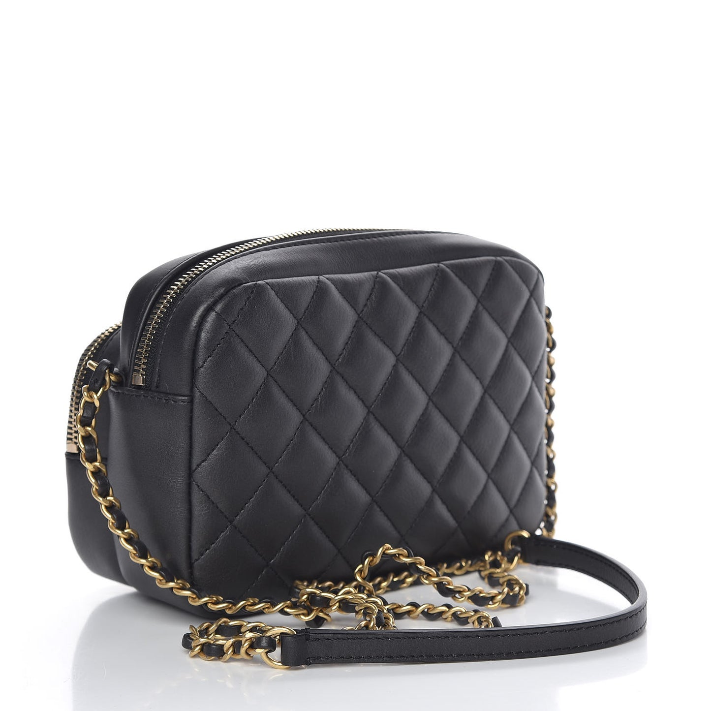 Calfskin Quilted Day Trips Camera Case Black