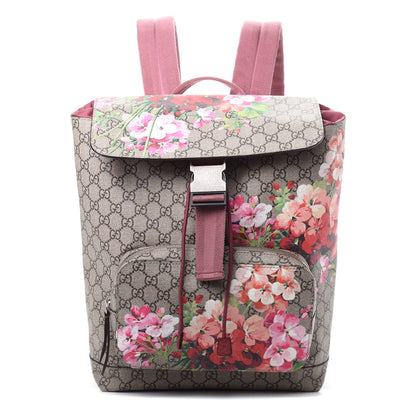 Gucci GG Supreme Monogram Blooms Medium Single Buckle Backpack Beige Multicolor Dry Rose 1 of 11