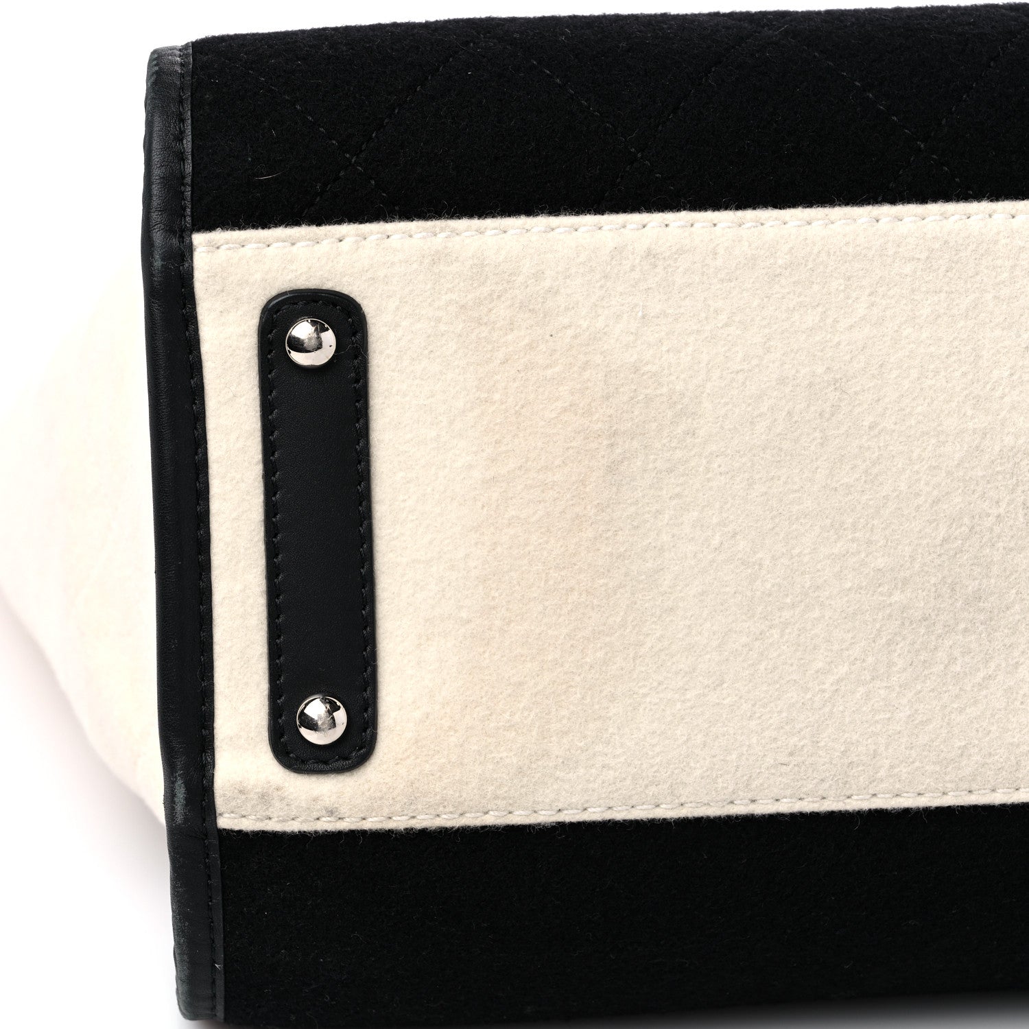 Chanel Wool Felt Calfskin Large Deauville Tote Black White 13 of 14