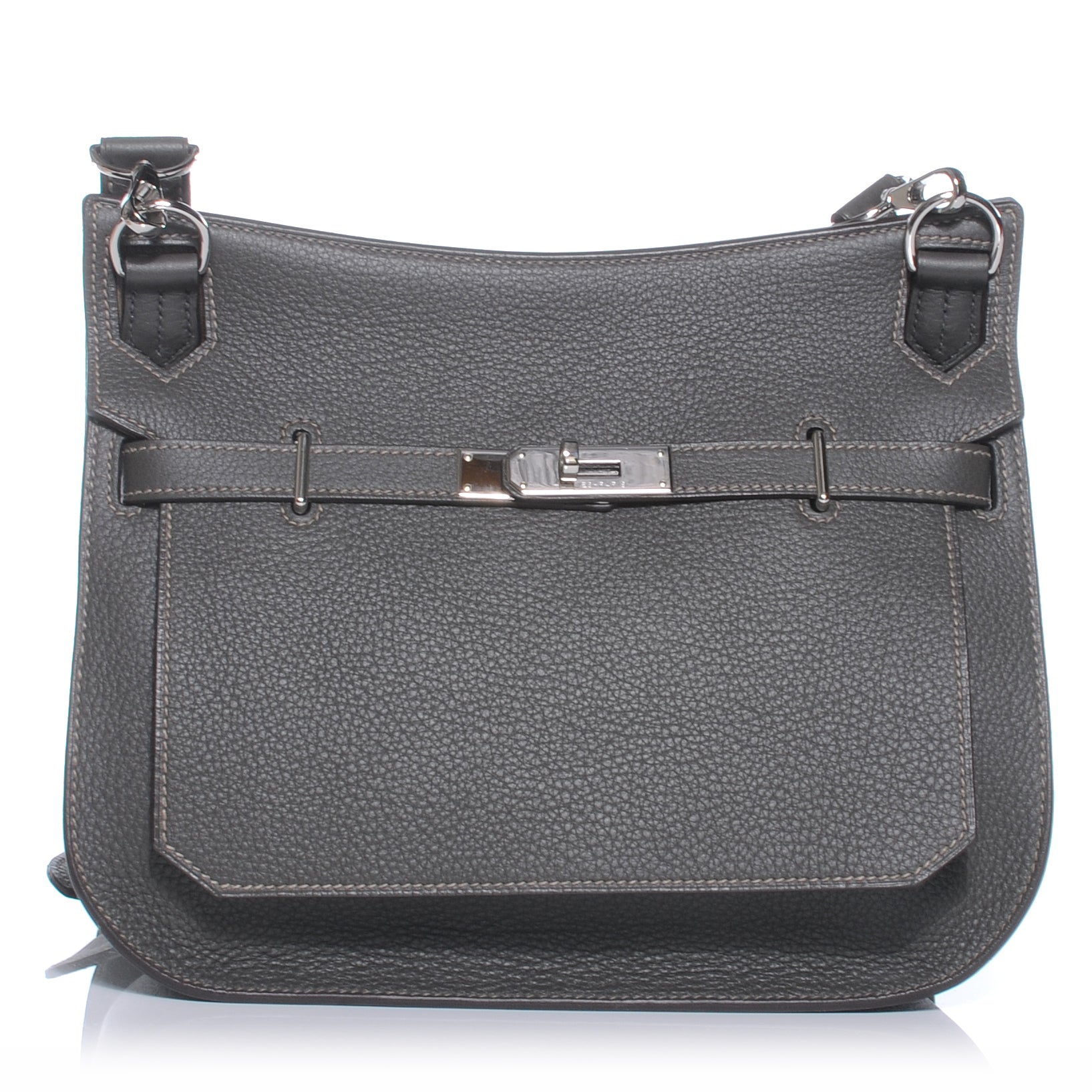 Hermes Taurillon Clemence Eclat Jypsiere 28 Etain and Etoupe 1 of 7