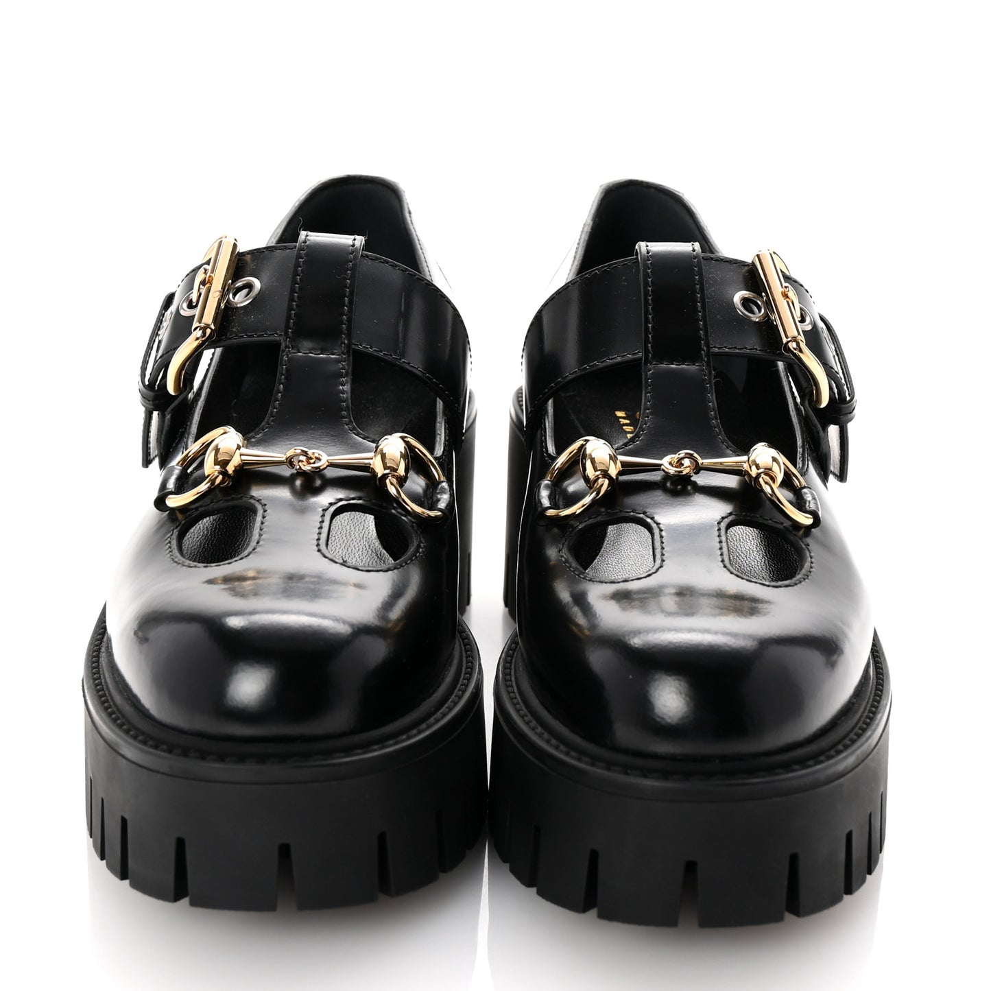 Cordovan Lux Womens Horsebit Platform Mary Jane Loafers 36.5 Black