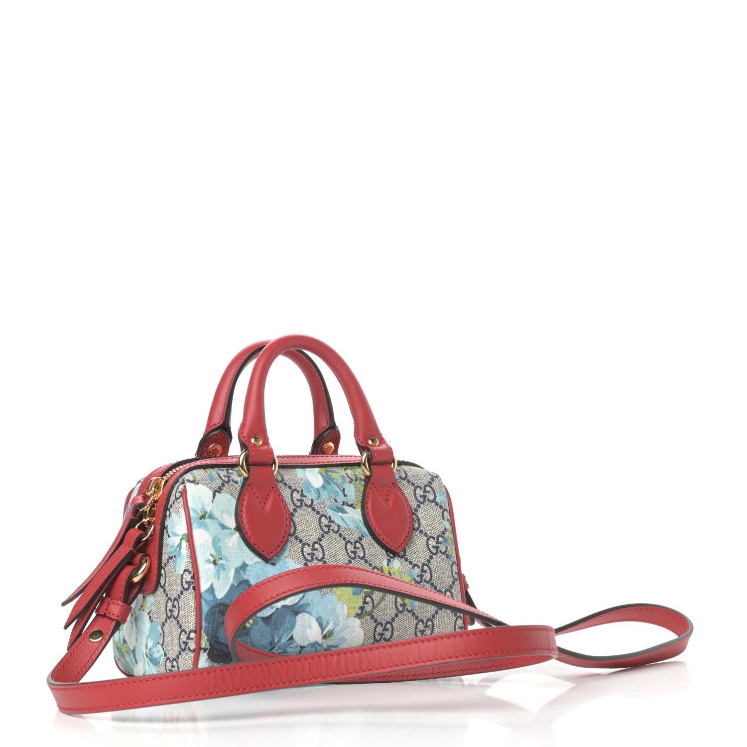 Gucci GG Supreme Monogram Blooms Mini Boston Navy Blue Hibiscus 3 of 10