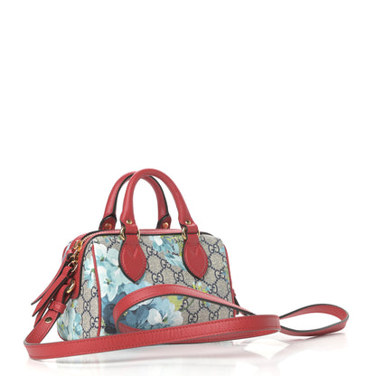 Gucci GG Supreme Monogram Blooms Mini Boston Navy Blue Hibiscus 3 of 10