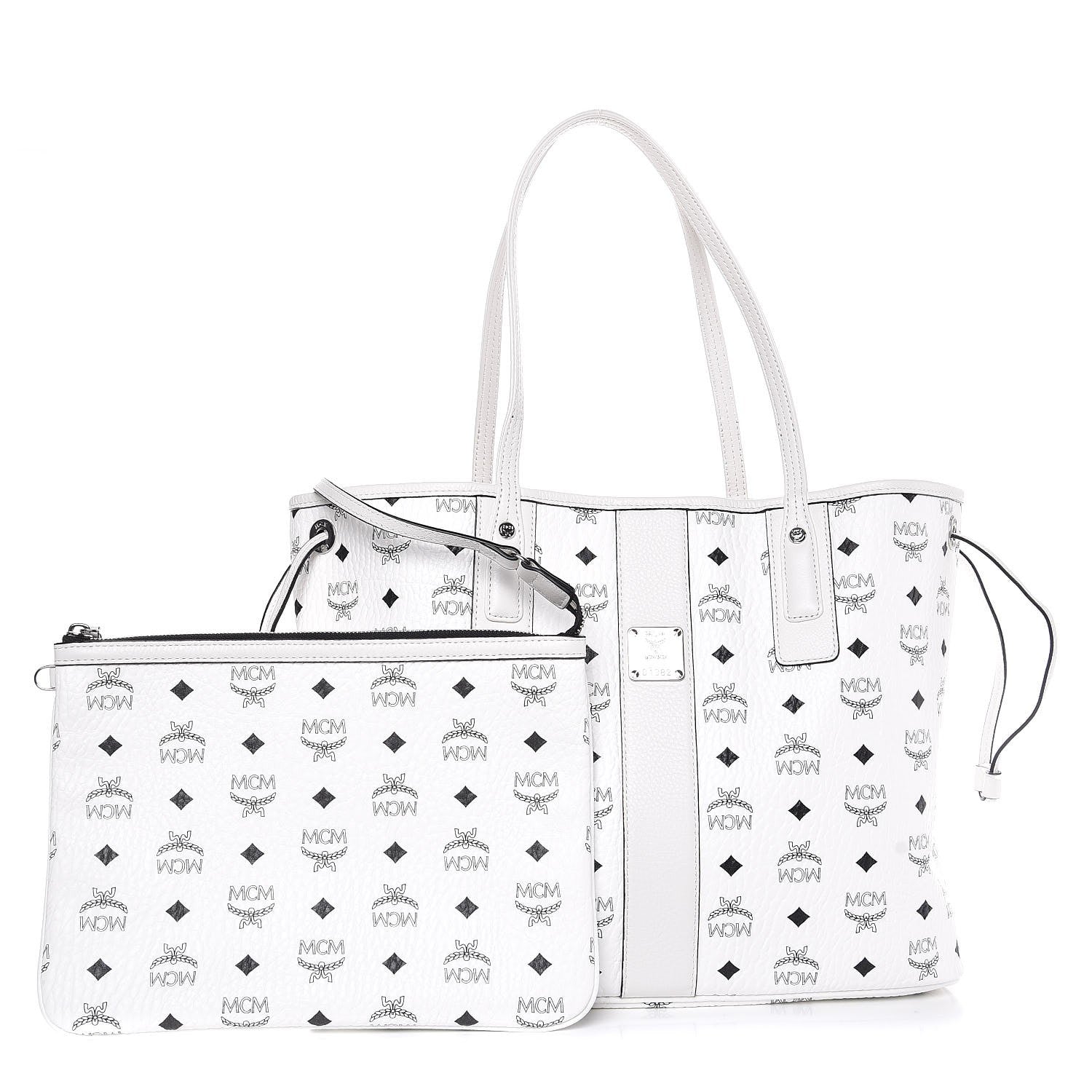 MCM Visetos Medium Liz Reversible Shopper Tote White 1 of 10