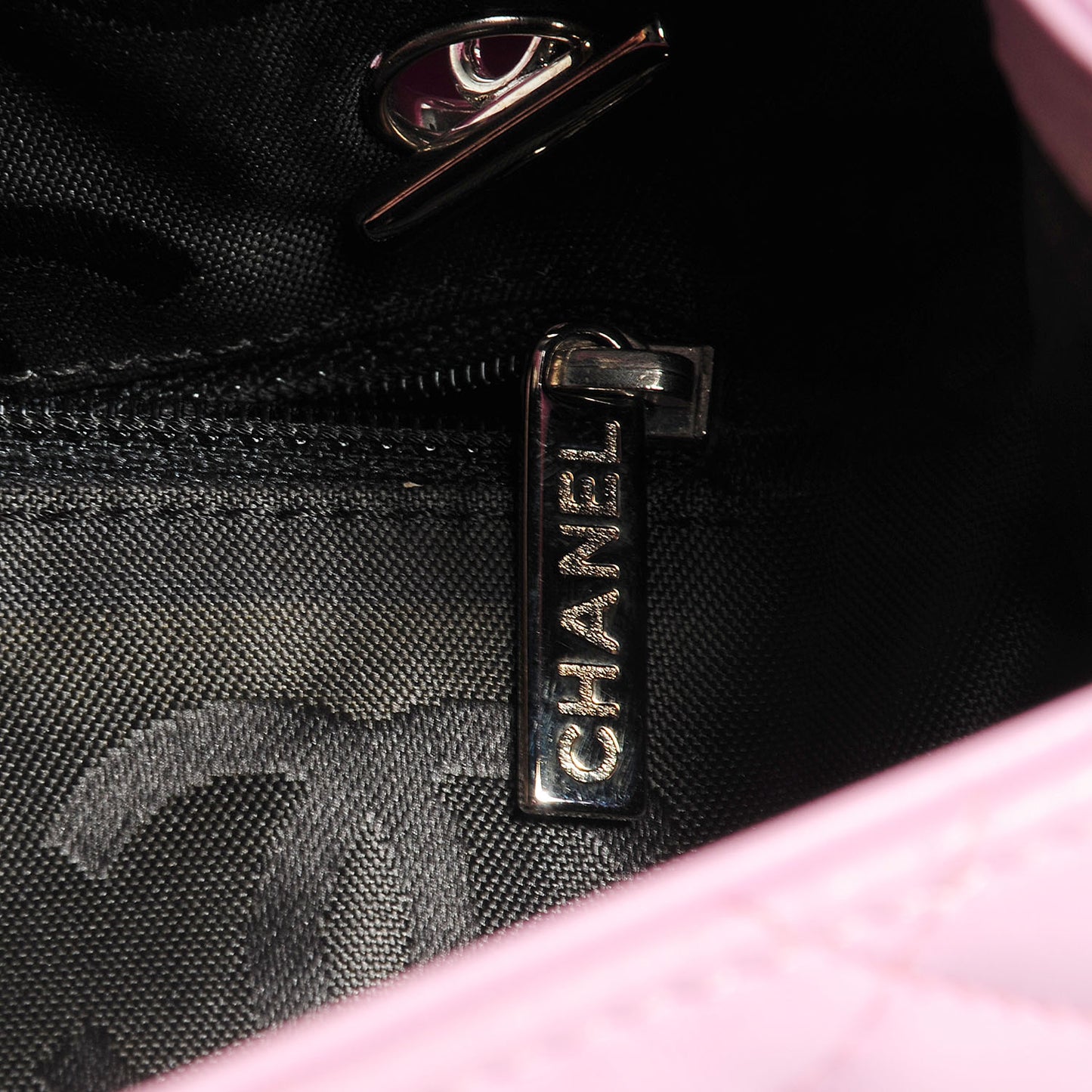 Calfskin Quilted Large Cambon Flap Pink Black