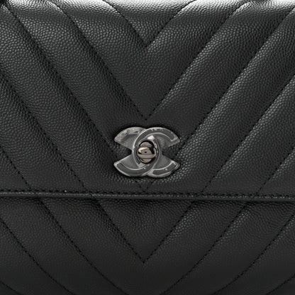 Chanel Caviar Chevron Quilted Mini Coco Handle Flap So Black 8 of 11