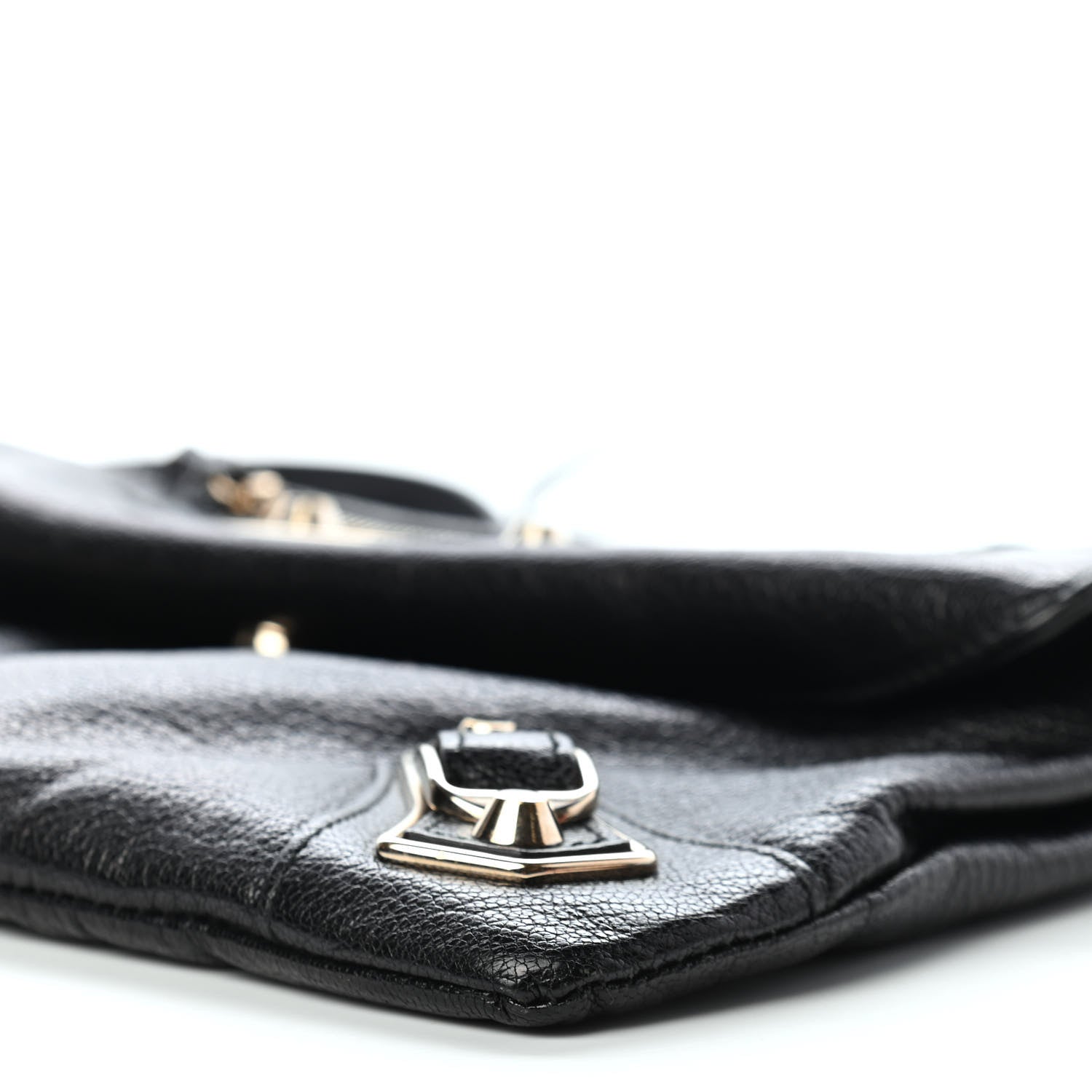 Balenciaga Chevre Gold Metallic Edge Hardware Envelope Clutch Black 9 of 10