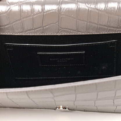 Saint Laurent Crocodile Embossed Classic Kate Monogram Clutch Fog 6 of 12