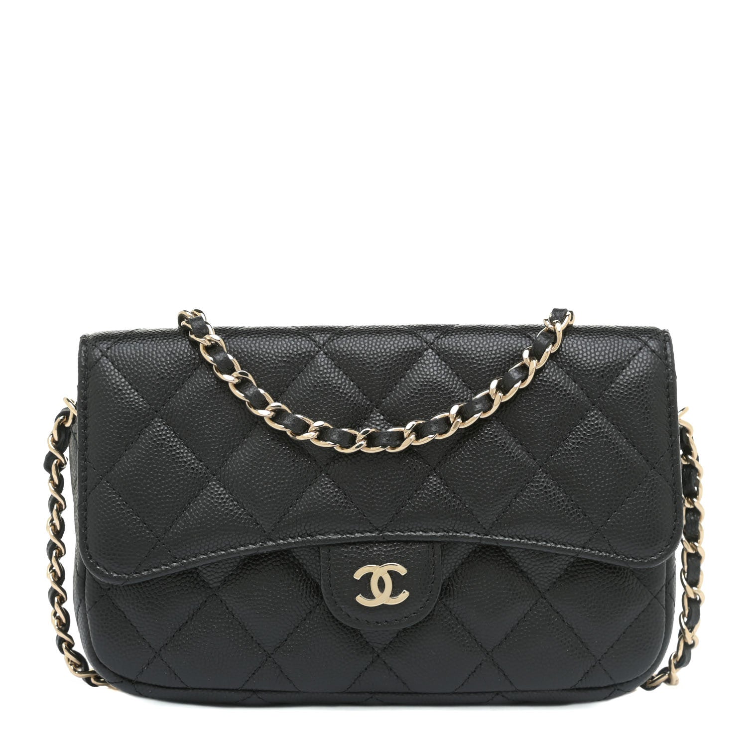 Chanel Caviar Quilted Flap Phone Holder With Chain Black 1 of 13