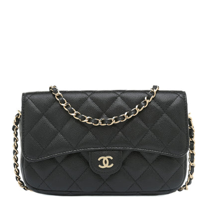 Chanel Caviar Quilted Flap Phone Holder With Chain Black 1 of 13