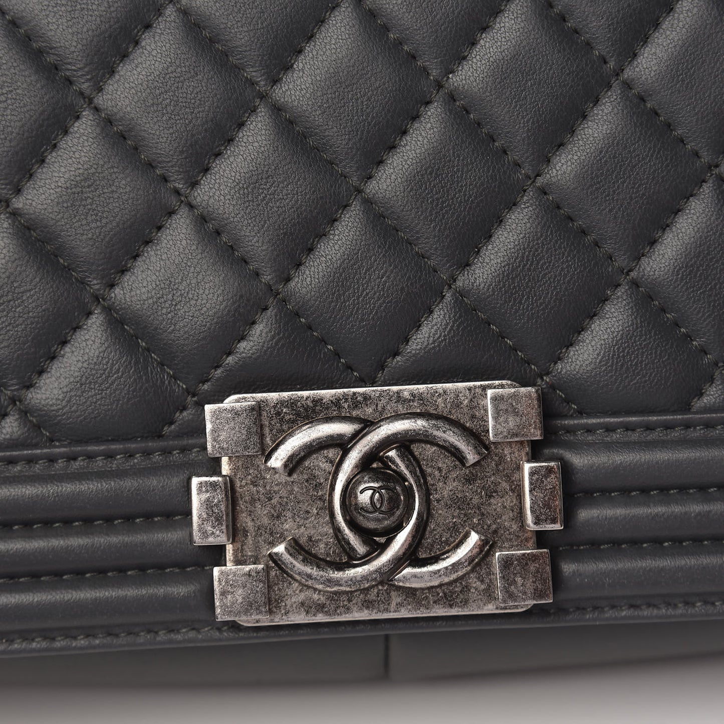 Lambskin Quilted Medium Boy Flap Dark Grey