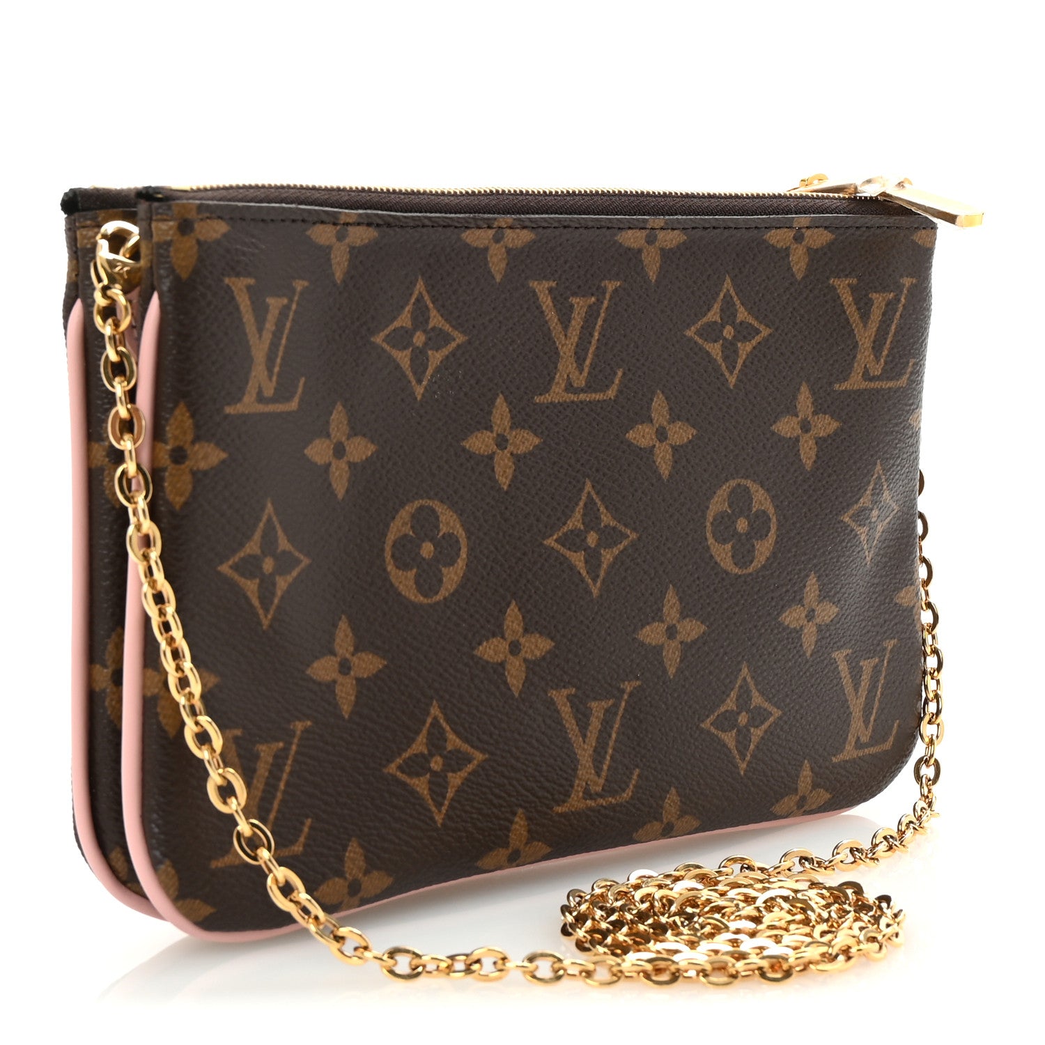 Louis Vuitton Monogram 2020 Christmas Animation Big Wheel Double Zip Pochette Rose Ballerine 2 of 9