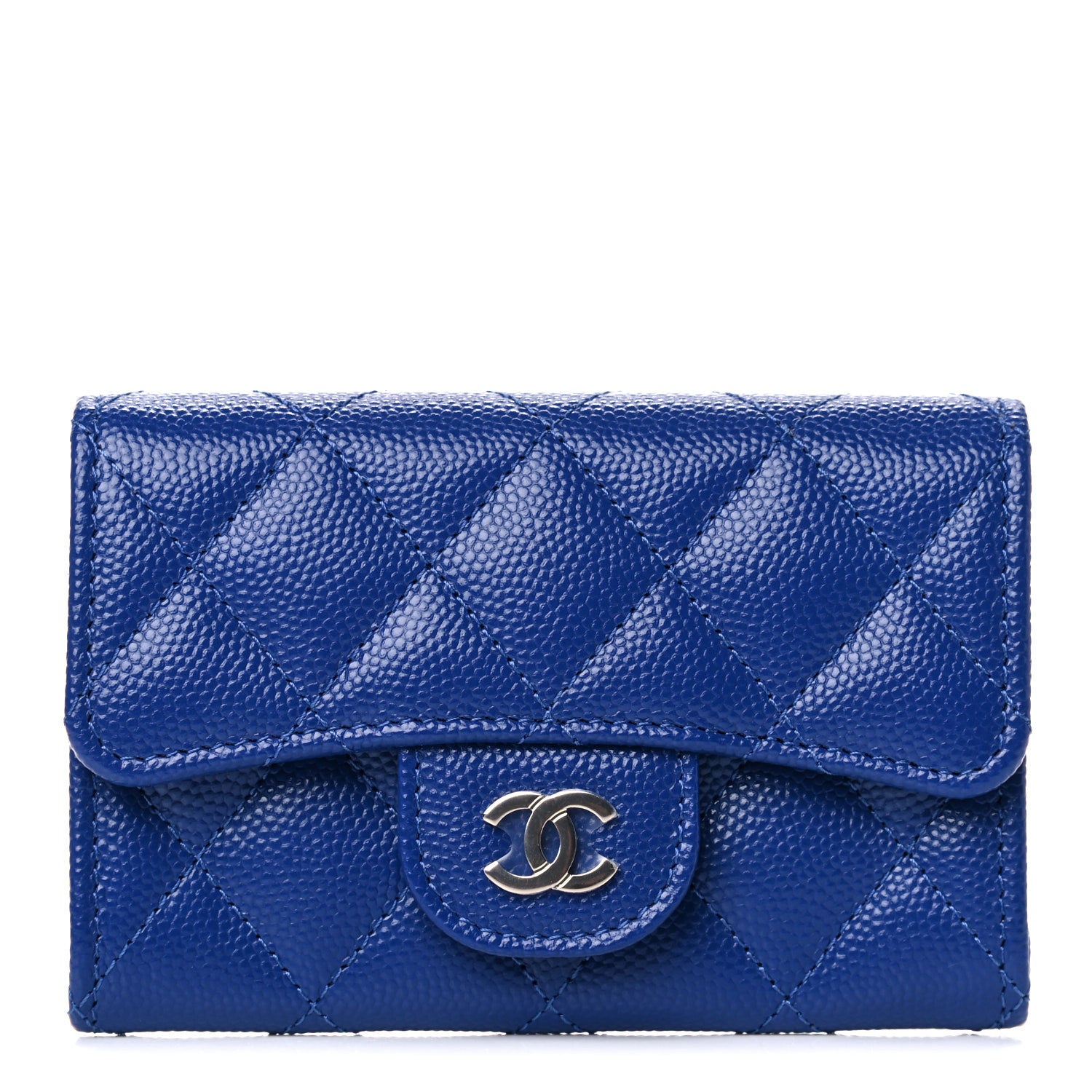 Chanel Caviar Quilted Flap Card Holder Wallet Blue 1 of 9