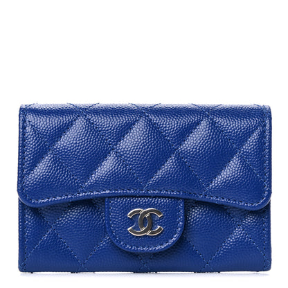 Chanel Caviar Quilted Flap Card Holder Wallet Blue 1 of 9
