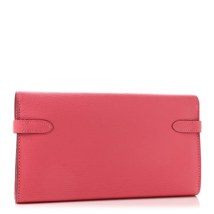Hermes Chevre Mysore Kelly Longue Wallet Rose Lipstick 3 of 7